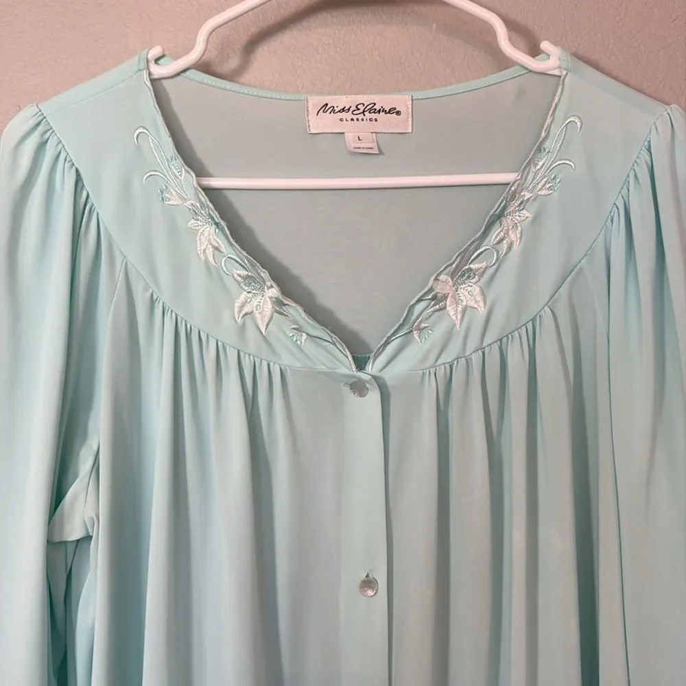 Miss Elaine Light Aqua Blue Long Sleeve Robe - Picture 3 of 6